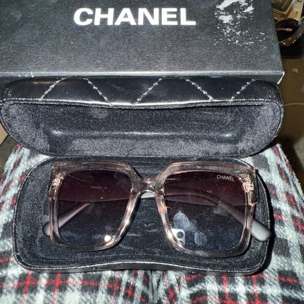 Chanel Transparent Gray/Tan Sunglasses
